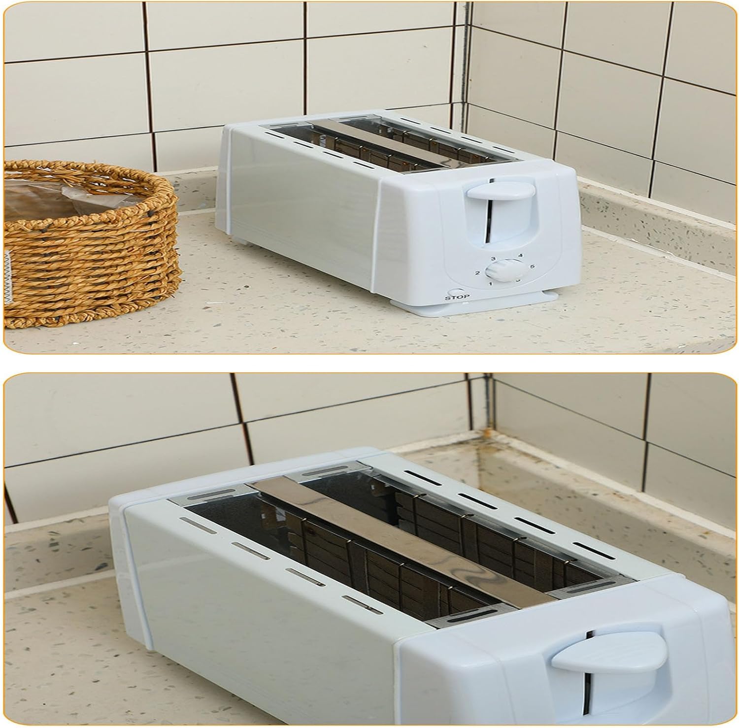 Versatile Toaster，Counter Toaster， Extra Wide Slots 2 Slice，6 Shade Settings， Stainless Steel Sandwich Maker ，Kitchen Gadgets (White)