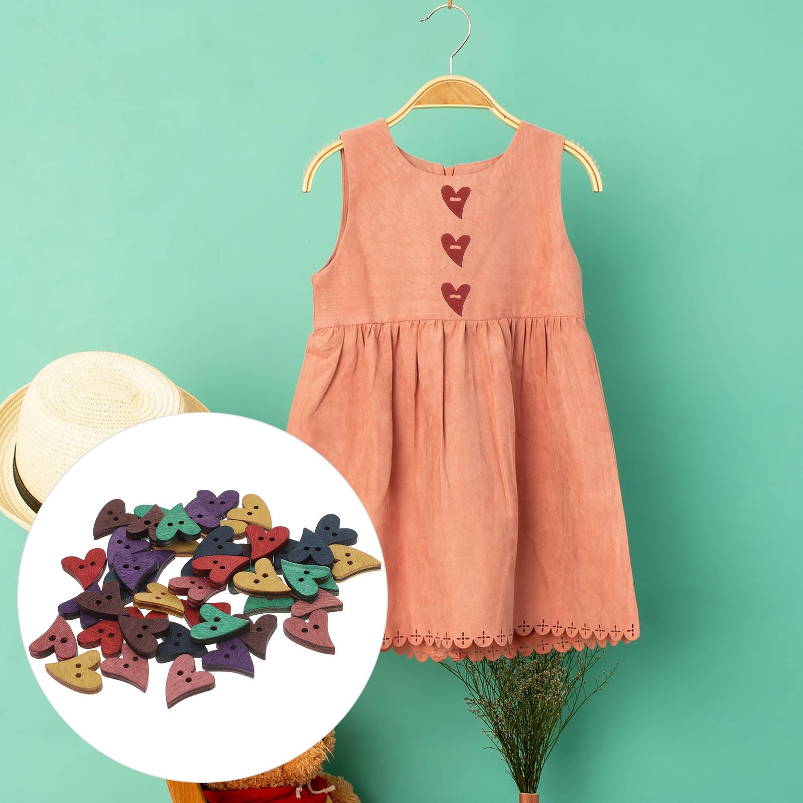 Boutons En Bois Fleur Smatime - Lot De 100 Colorés Pour DIY Et Couture