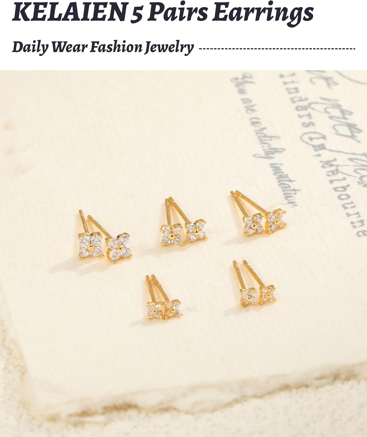 3-5 Pairs Gold Stud Earrings for Women Trendy 925 Sterling Silver Stud Cartilage Earrings Hypoallergenic 14K Gold Plated Pearl Star Earring Sets for Multiple Piercing Cubic Zirconia Opal Jewelry - Image 6