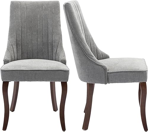 Vista 33 de Juego de 6 sillas de comedor de mediados de siglo color beige, juego de 6 sillas modernas para cocina y comedor, sillas de cocina tapizadas en tela