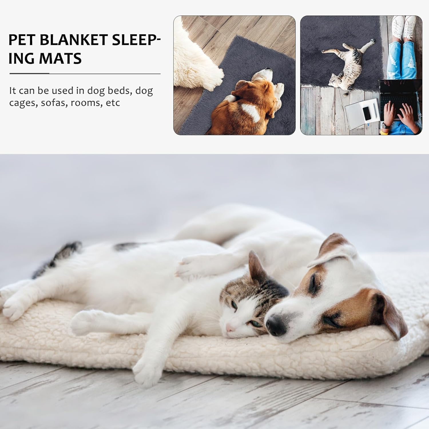 Plush Thickened Winter Pet Rest Sleep Mat Washable Cozy Dog Bed Cushion Deep Gray L for Cats and Dogs Indoor Home Sleeping