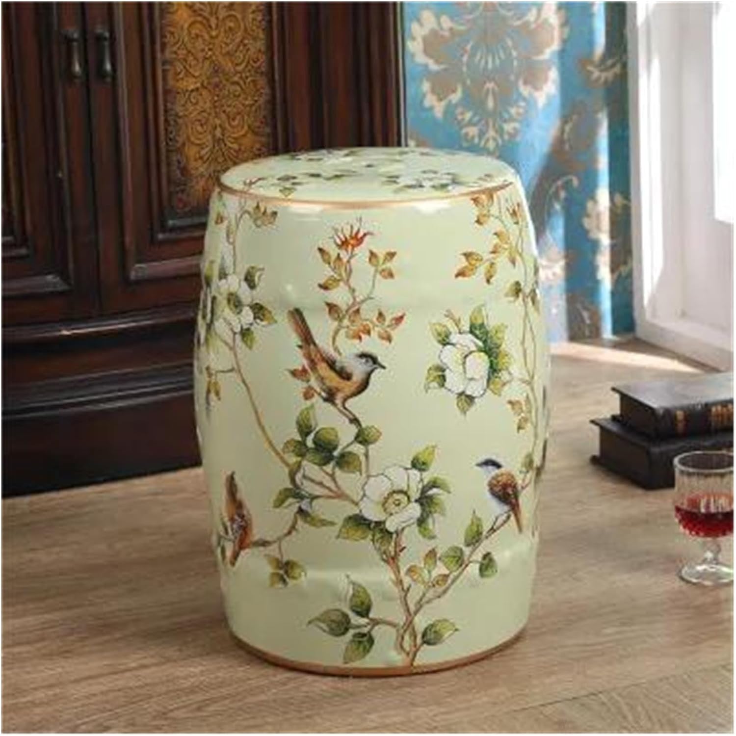 Decorative Garden Stools, Modern Chinese Hand-Made Classical Ceramic Drum Stool for Decoration(F)