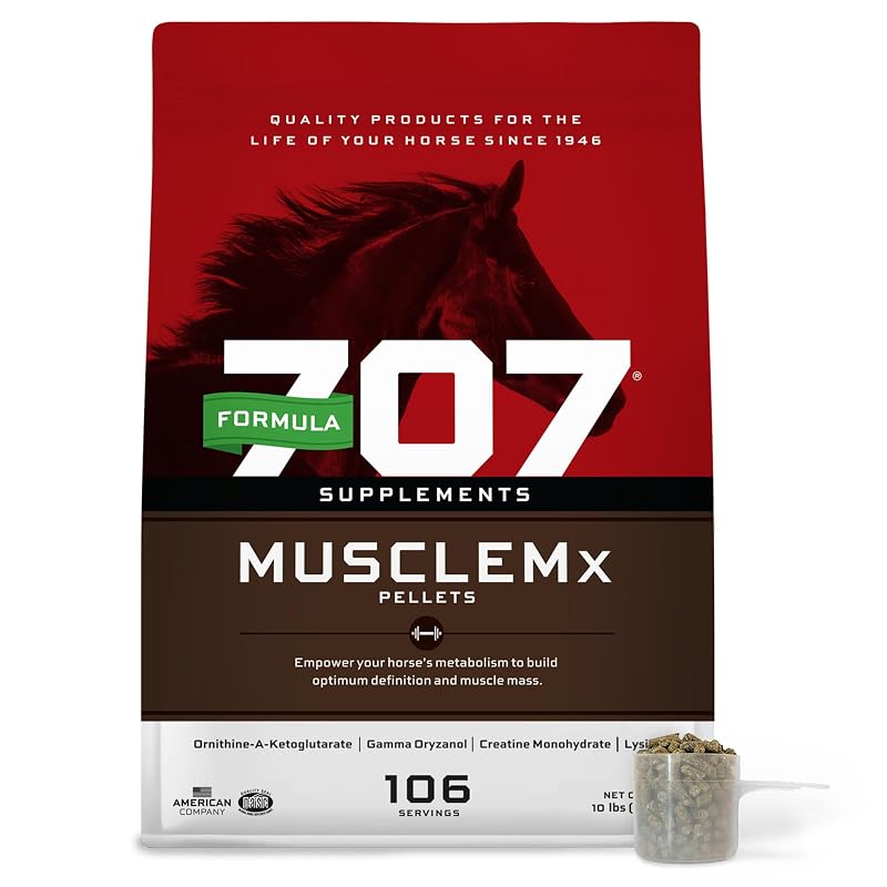Suplemento para equinos Formula 707 MuscleMx em pellets sem sabor, 4,54 kg