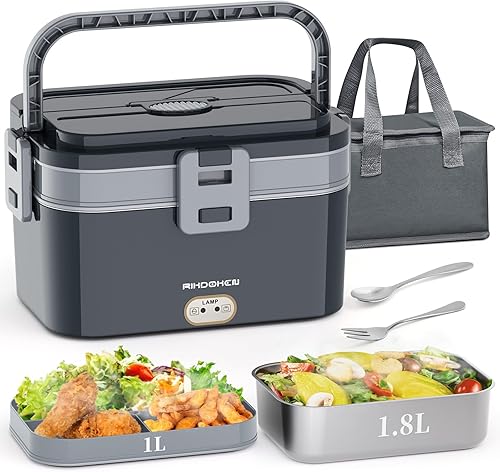 Fiambrera eléctrica de calor más rápido, 2.8L, doble capa grande para coche, camión, trabajo, hogar