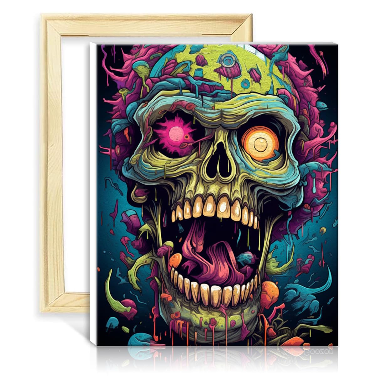 TANGFEIY Oil Painting by Numbers Kits Skull Paint by Number Adults with 3 Brushes & Acrylic Paints Art Paint by Number for Adults NO Frame(60x75cm)