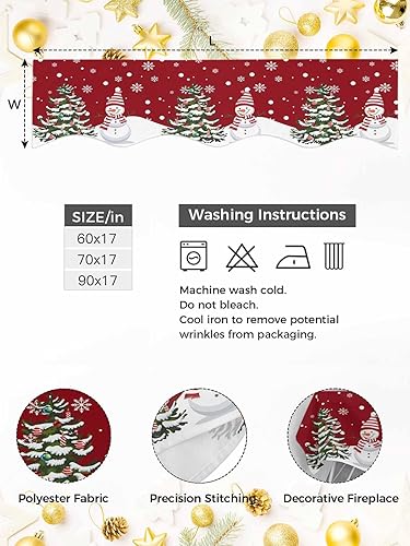 Miniatura 6 de Bufanda de manto de Navidad de 70 x 17 pulgadas, muñeco de nieve, copos de nieve, decoración roja, para chimenea, mantel de chimenea, cubierta de