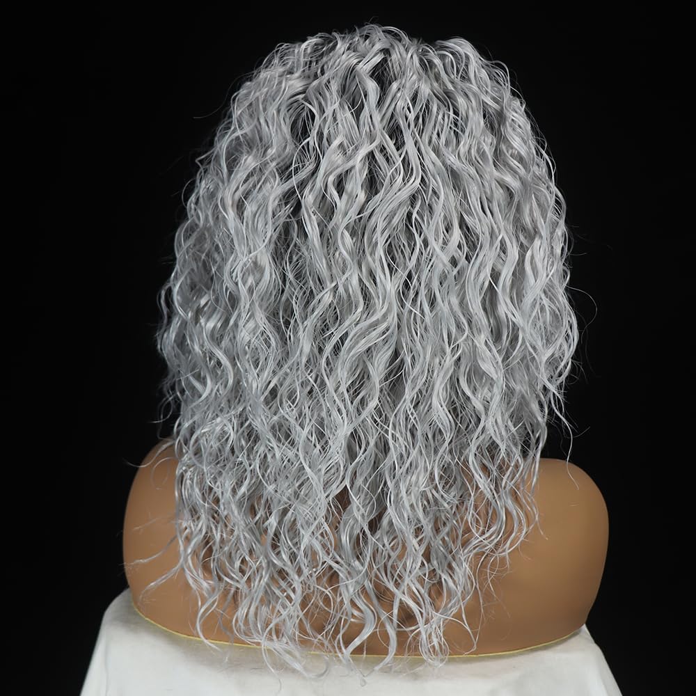 synthetic lace front wigs (Black-Silver)