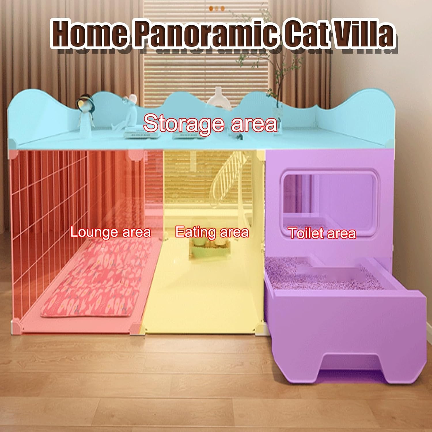 Spacious Indoor Cat Cage with Integrated Litter Box, Perfect Enclosure for 1-2 Cats, Versatile for Indoor and Outdoor Use, Safe & Comfortable Habitat