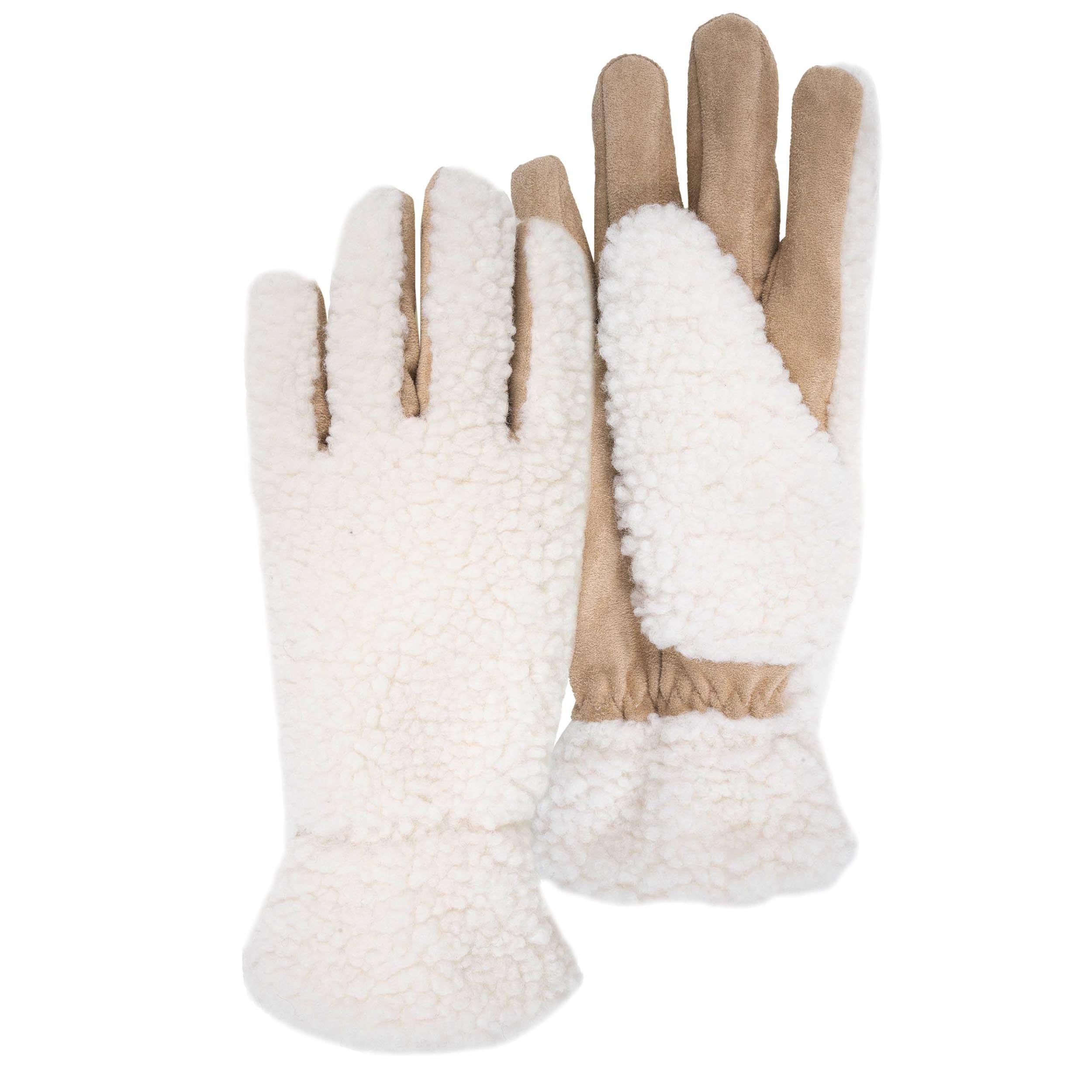Isotoner Gants femme en sherpa, doublé chaud, TU, crème