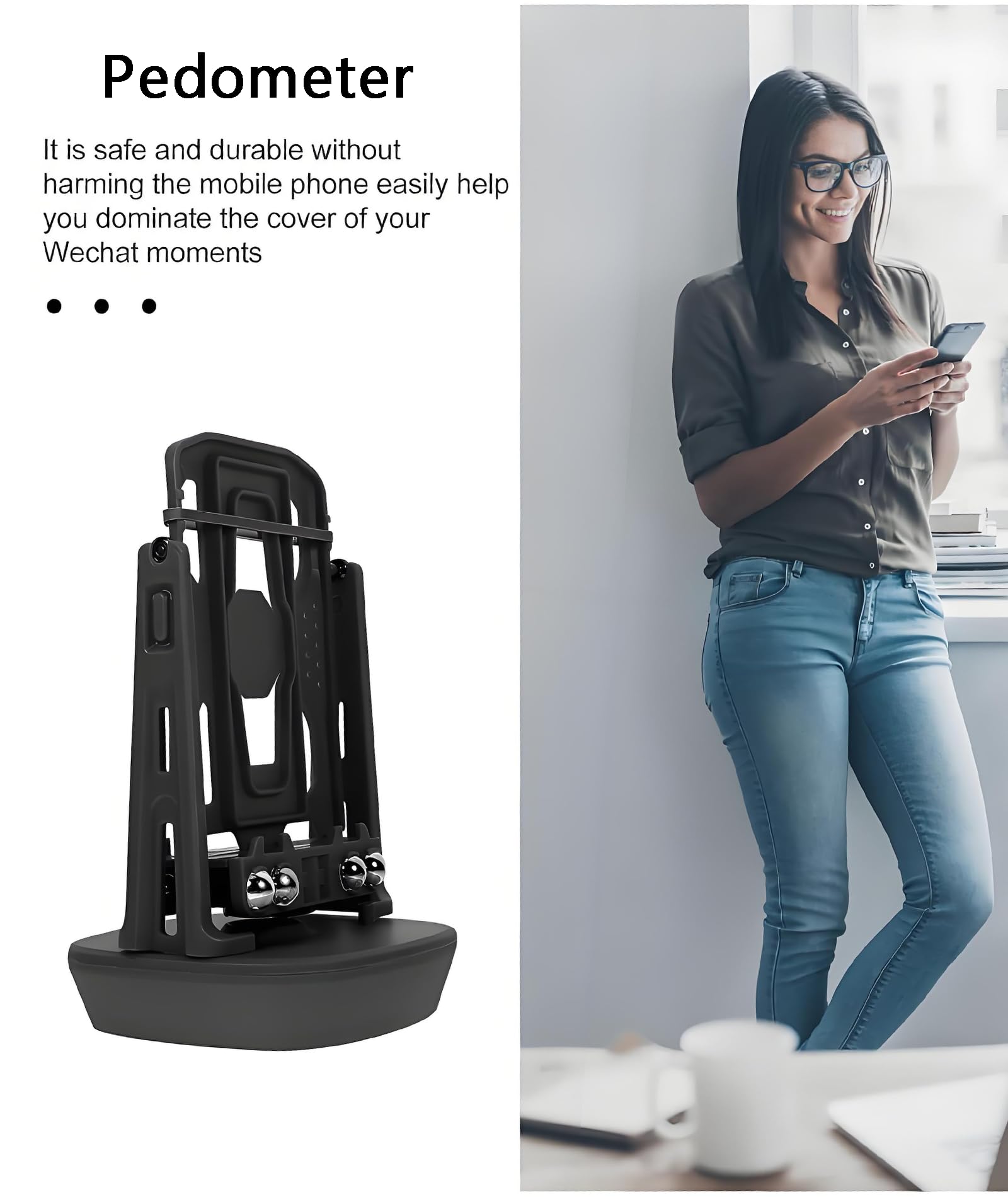 Pedometer Step Counter,Step Counter Device,Step Counter,Can Accommodate 2 Phones Can be Used as a Phone Holder,Suitable for Earning Walking Steps on Smartphones - Image 6 thumbnail
