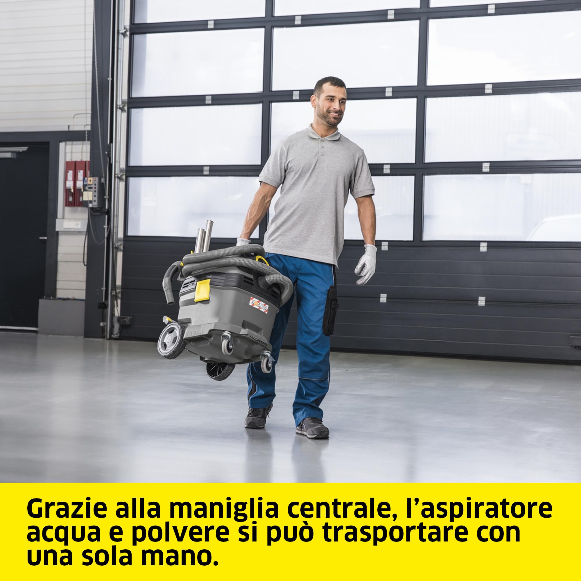 Kärcher aspiratore solidi-liquidi NT 30/1 Tact L Aspiratore Solidi-Liquidi, max 1380 W, contenitore in plastica:30l, tubo di aspirazione 2,5m,filtro piatto PES,sacco filtro in pile,bocchetta pavimenti