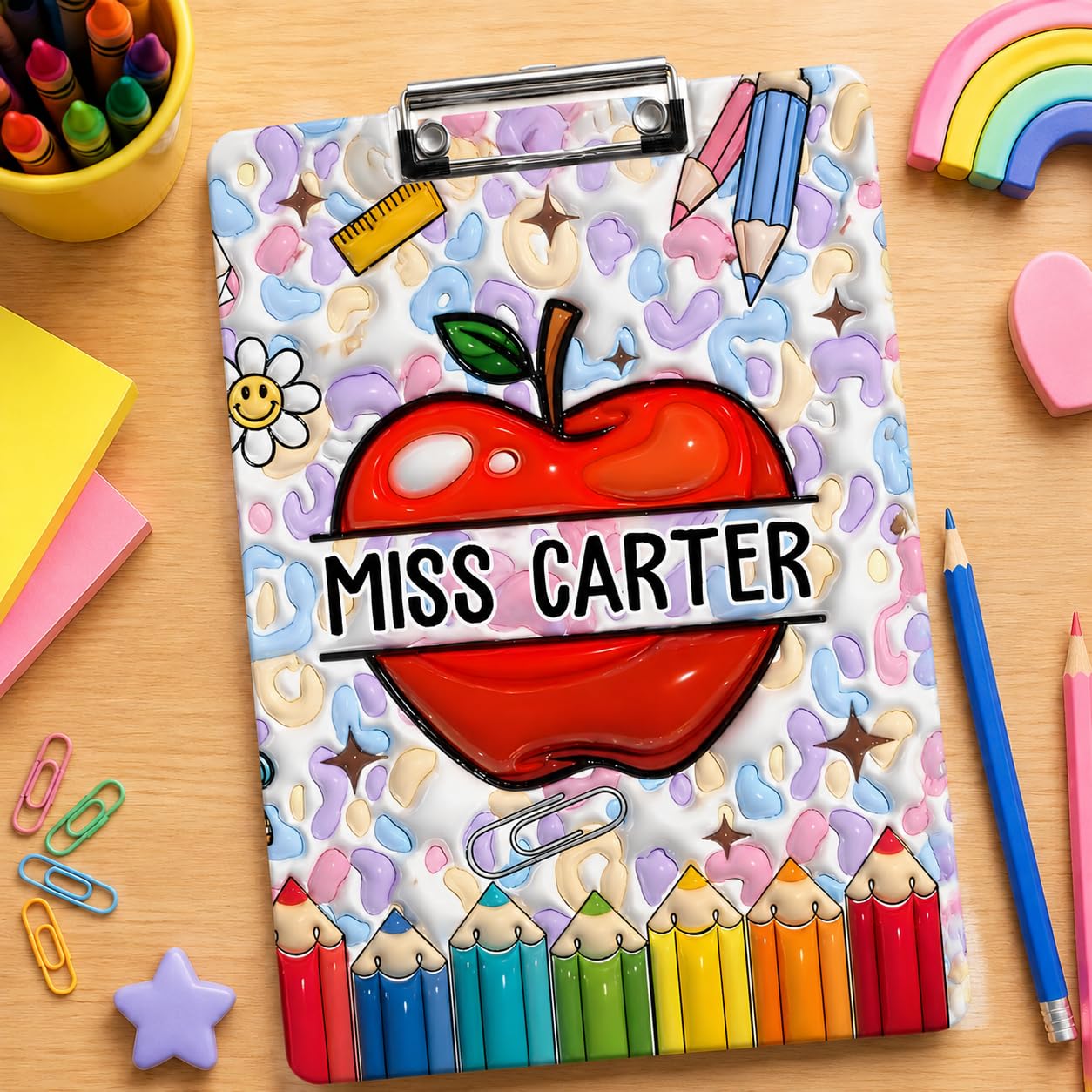 Personalised A4 Acrylic Clipboard with Name for Teachers