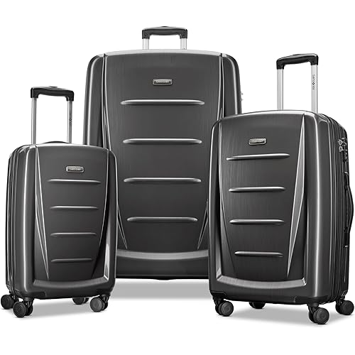Samsonite Winfield 2 Hardside Expandable Luggage with Spinner Wheels, Charcoal, 3-Piece Set (20/24/28)