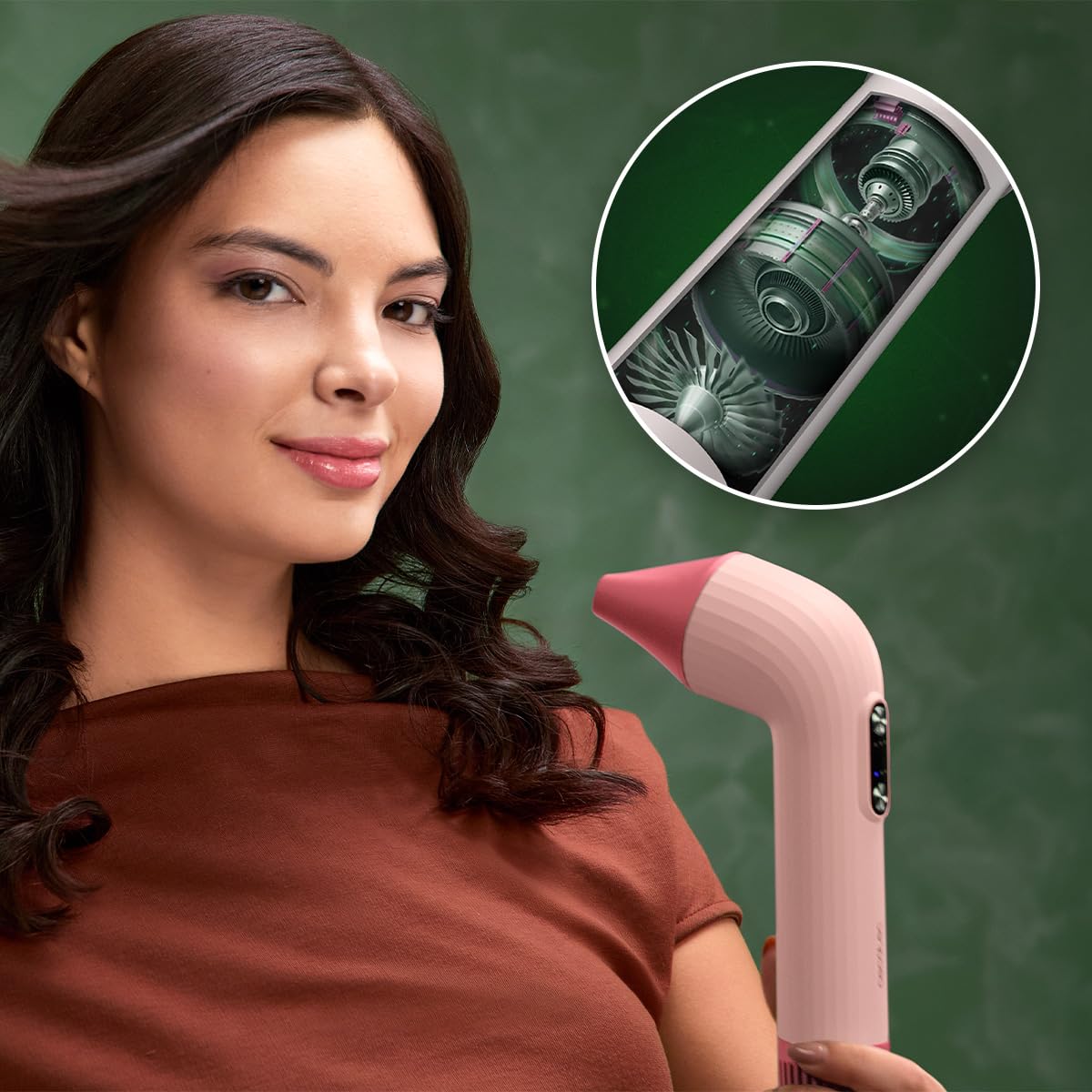 Cecotec Kompaktowa suszarka do włosów IoniCare Dry&Keratin Olive. 1200 W, 107000 obr./min, silnik bezszczotkowy, funkcja jonowa, głowica z technologią NutriSerum i twardymi zębami, głowica