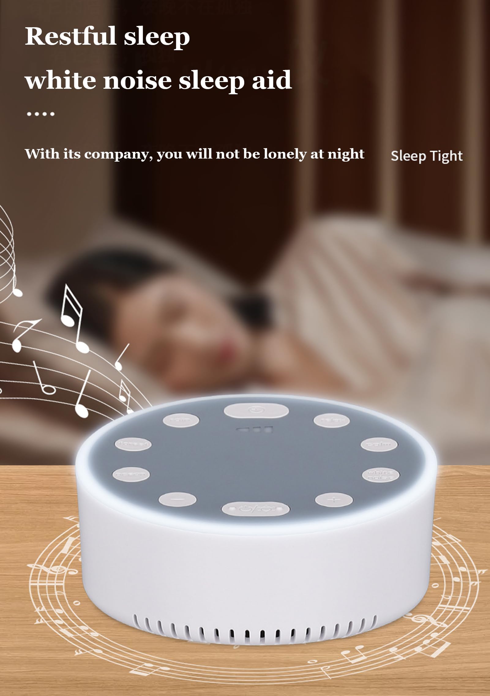Macchina per Dormire con Rumore Bianco, Suono di Meditazione, 6 Suoni rilassanti, Luce Ambientale moderata, 3 Timer Portatile, Terapia per Bambini e Adulti