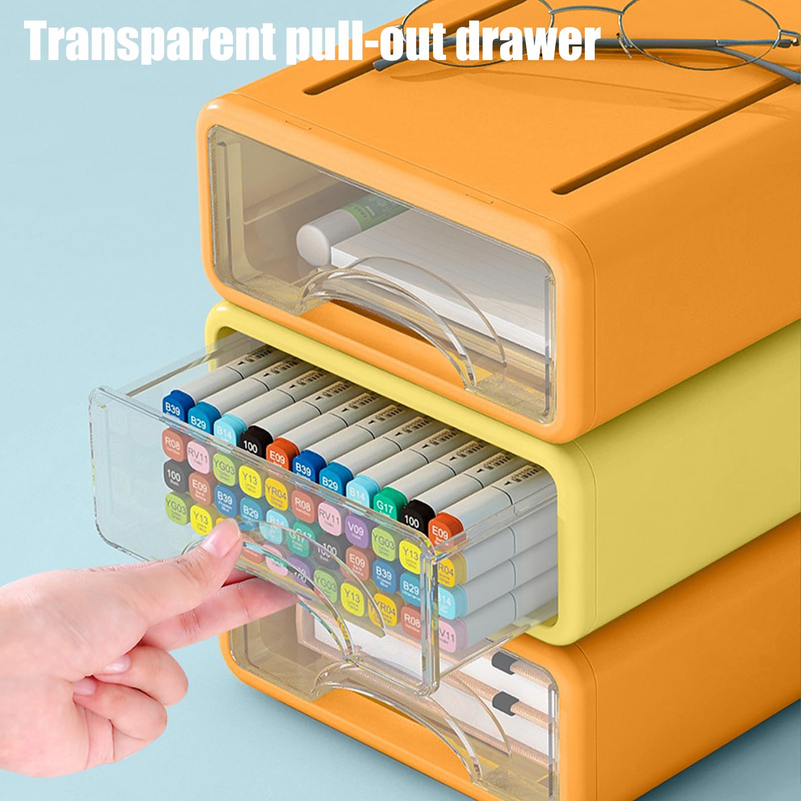 Organizer da scrivania con cassetti, cassetti impilabili con scomparti, organizzazione da scrivania per forniture per ufficio, trucco, matite, nastro, gomme, graffette, caricatori (2S2M)