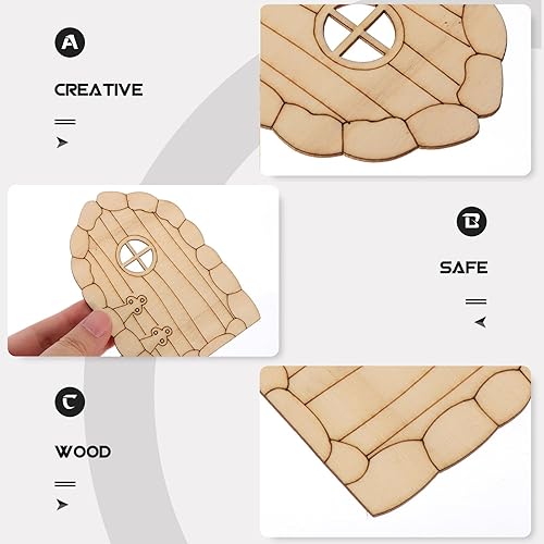 Miniatura 6 de EXCEART Chip de puerta de jardín de hadas de madera, 48 piezas, puerta de hada, jardín de madera, miniatura, kit de manualidades de bricolaje, sin