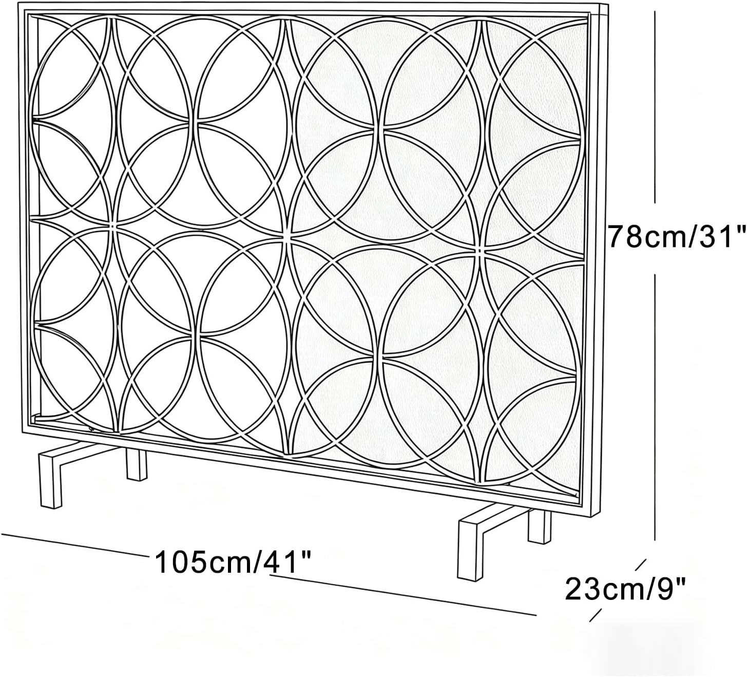 Fireplace Screens Decorative Single Panel Handcrafted Wrought Iron Mesh Chevron Screen, Fire Spark Guard for Living Room, Bedroom Decor(Gold)