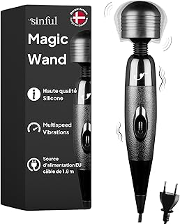 Sinful Vibromasseur Magic Wand – Vibromasseurs Féminin Clitoridien Puissant – Stimulateur Clitoridien Vibrant – Wand Masseur Femme – Vibro Clitoridien Pour Femme – Vibromasseur Électrique