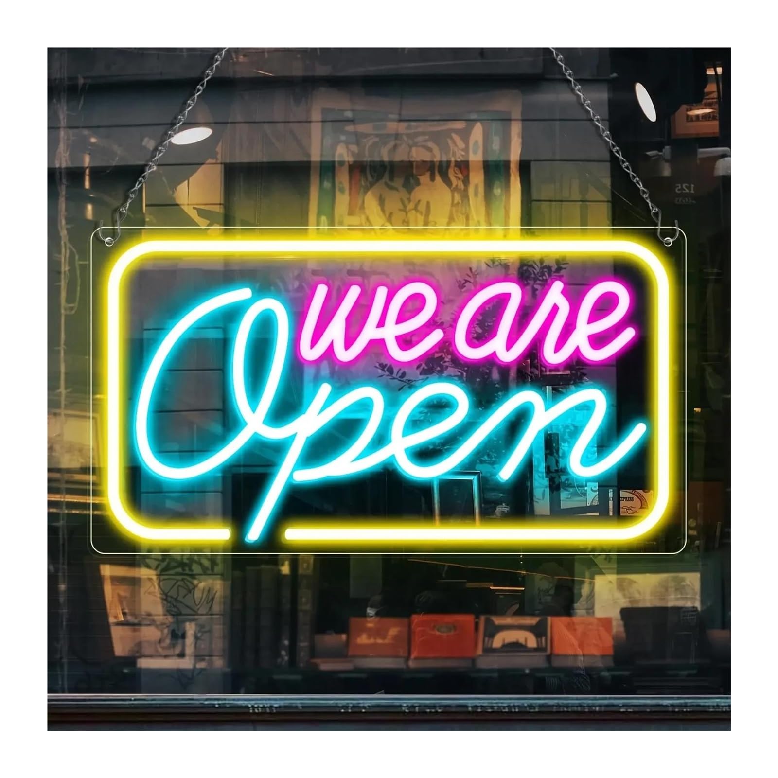LEMST Signs Lamp Neon We are Open Signs for Business,Open Sign, Bright & Easy to Spot USB Powered Dimmable Shop Decoration 42cmх23cm