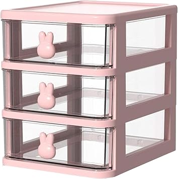 Kawaii Makeup Organizer Cute Desk Organizer with Drawer, Kawaii Pen Holder Storage Box for Desk Stationery Multifunctional Storage for Office