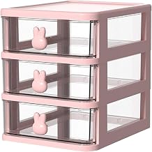 Kawaii Makeup Organizer Cute Desk Organizer with Drawer, Kawaii Pen Holder Storage Box for Desk Stationery Multifunctional Storage for Office