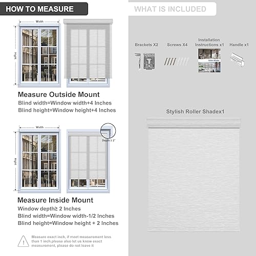 Miniatura 6 de Boolegon Persianas enrollables con filtro de luz para ventanas, inalámbricas, tela con aislamiento térmico, protección UV, persianas para el hogar,