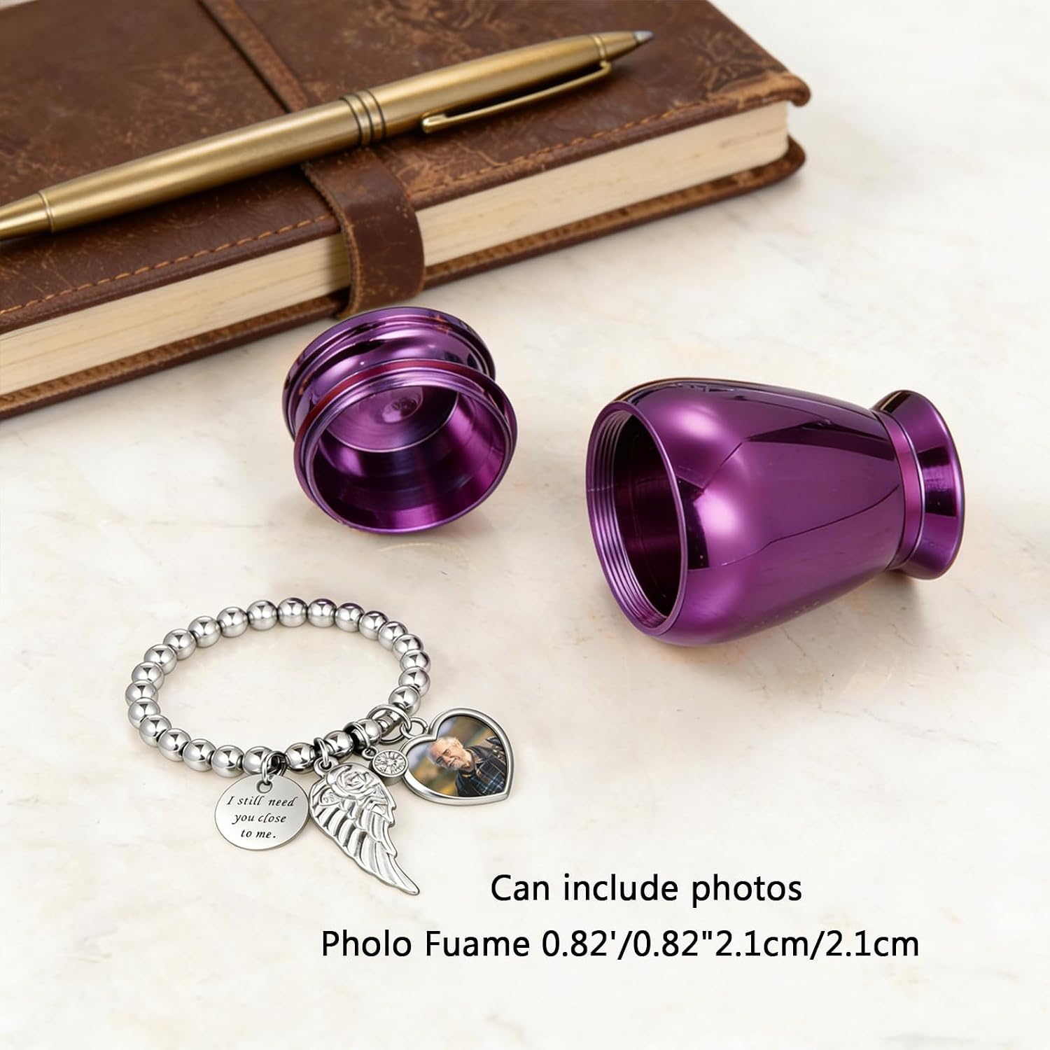 6 Pcs Urn Necklaces for Ashes Cremation Jewelry Keepsake Urns Memorial Mini Cremation Urn for Women Men Aluminum Decorative Funeral Urns with Heart Photo Frame (6Pcs-Blue)
