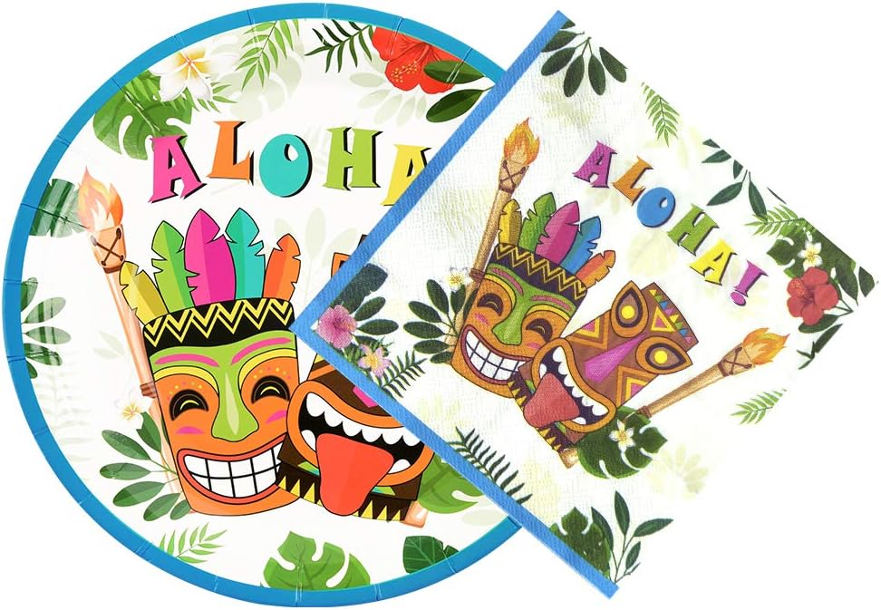 WERNNSAI Aloha Luau Plates and Napkins Serves 50 Gusets