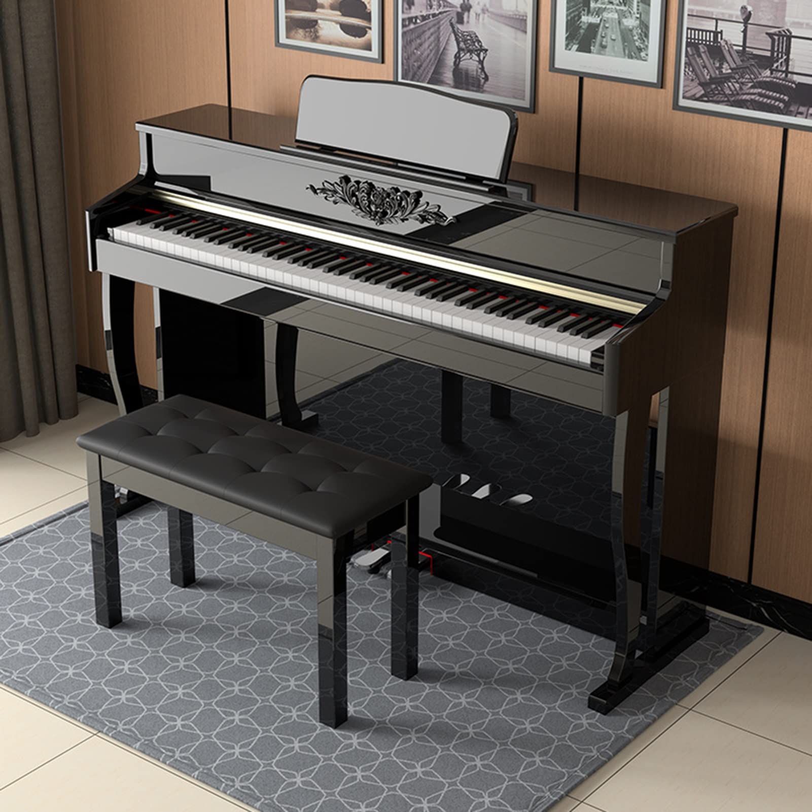 Pianoforte digitale a 88 tasti con azione a martelli pesati, base mobile, triplo pedale, sgabello e connettività MIDI per principianti e professionisti