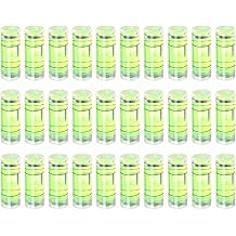 HARFINGTON 30pcs Small Cylindrical Bubble Level Vials 25x9mm PMMA Mini Horizontal Bubble Spirit Level Measuring Layout Tools for RV TV Picture Frame Hanging Tool Leveler