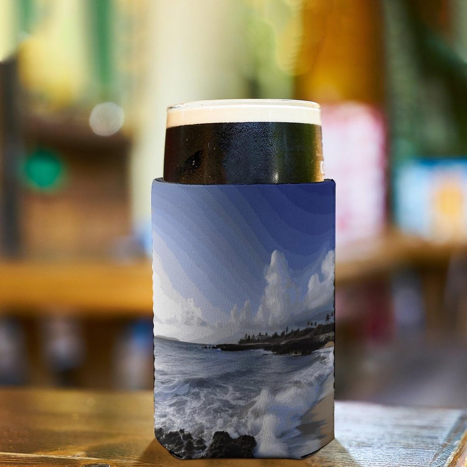Puerto Rico - Beach Cup Sleeves Reusable Hot Drinks & Iced Coffee Sleeve Fashion Portable Insulator Can Cooler Sleeves Standard Non-Slip Beer Bottle Sleeve for Most Cups