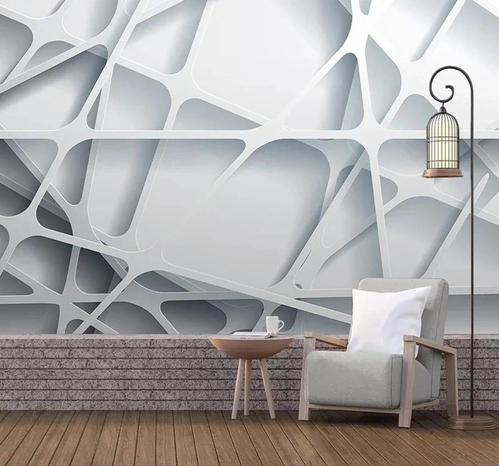 XLMING Abstract Art Geometric Restaurant Café 3D Wallpaper Silky Texture Home Study Office Grey Dining Room Sofa Bedroom Living Room TV Backdrop-430cm×300cm