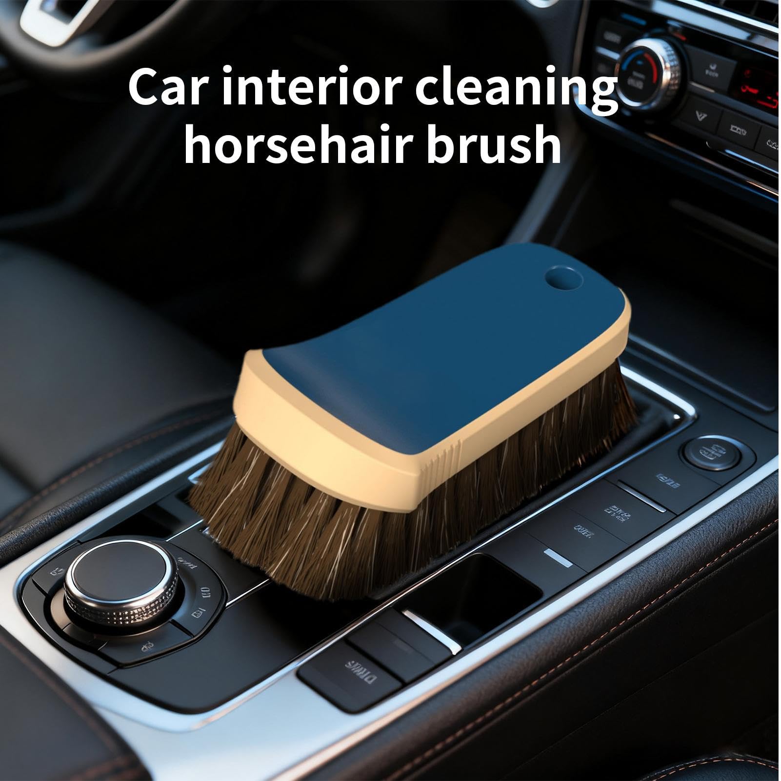 Brosse d'entretien de voiture avec poils en crin de cheval - Plumeau pour tableau de bord et intérieur de voiture