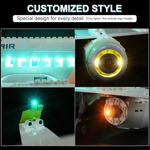 Miniatura 4 de DALDED Kit de iluminación LED para avión de pasajeros de ciudad 60367, juego de juguetes de construcción, luz LED compatible con modelos de bloques