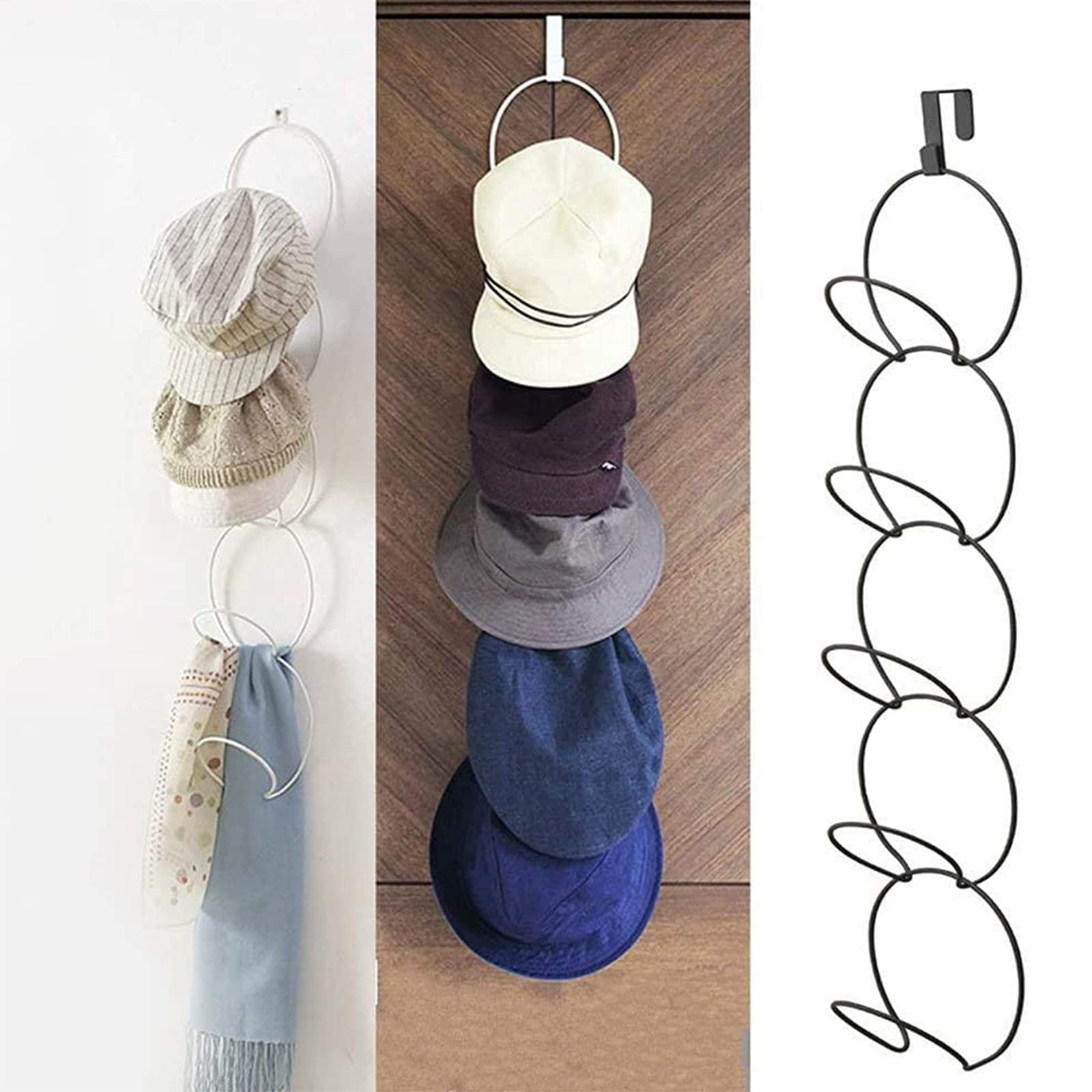 Porta Cappelli -Muro Gancio di Plastic - Cappelliera Parete con Ganci Resistente, Organizzatore per Cappelli e Berretti, Porta Cappellini con Visiera, Soluzione Pratica per Ordine in Casa Tipo B