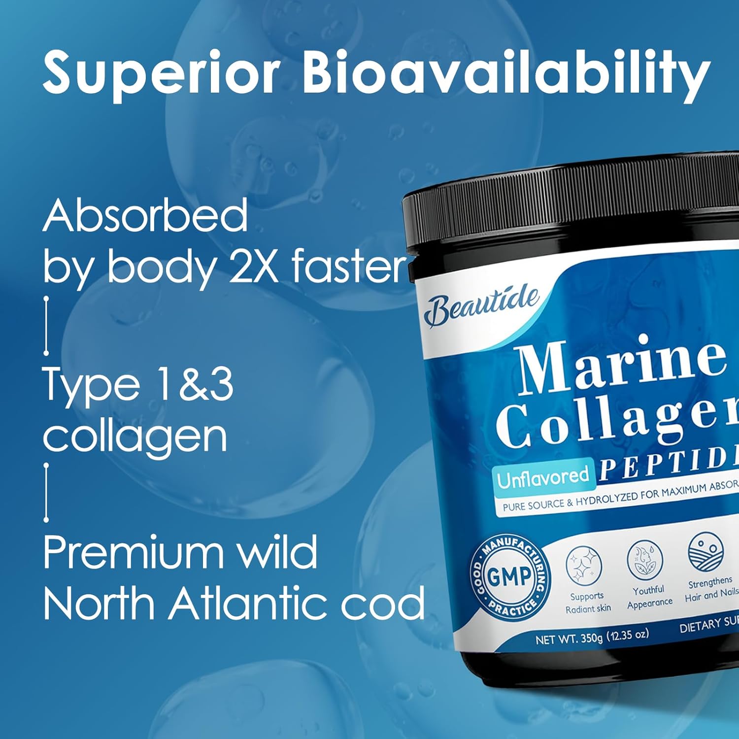 Marine-Collagen-Peptides-Powder, Hydrolyzed Fish Collagen with Vitamin C and Hyaluronic Acid for Skin Hair Nail Joint - Non-GMO, Sourced from Wild-Caught Fish, 35 Servings - Image 6