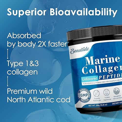 Miniatura 6 de Marine-Collagen-Peptides-Powder, colágeno de pescado hidrolizado con vitamina C y ácido hialurónico para la piel, el cabello, las articulaciones de