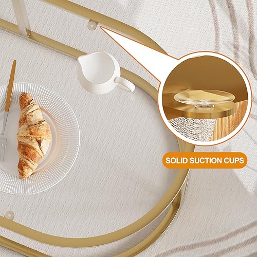 Miniatura 6 de Mesa de centro de cristal dorado Mesas de centro para sala de estar, Mesa ovalada Mesa central con marco de metal resistente, Mesas decorativas Oro