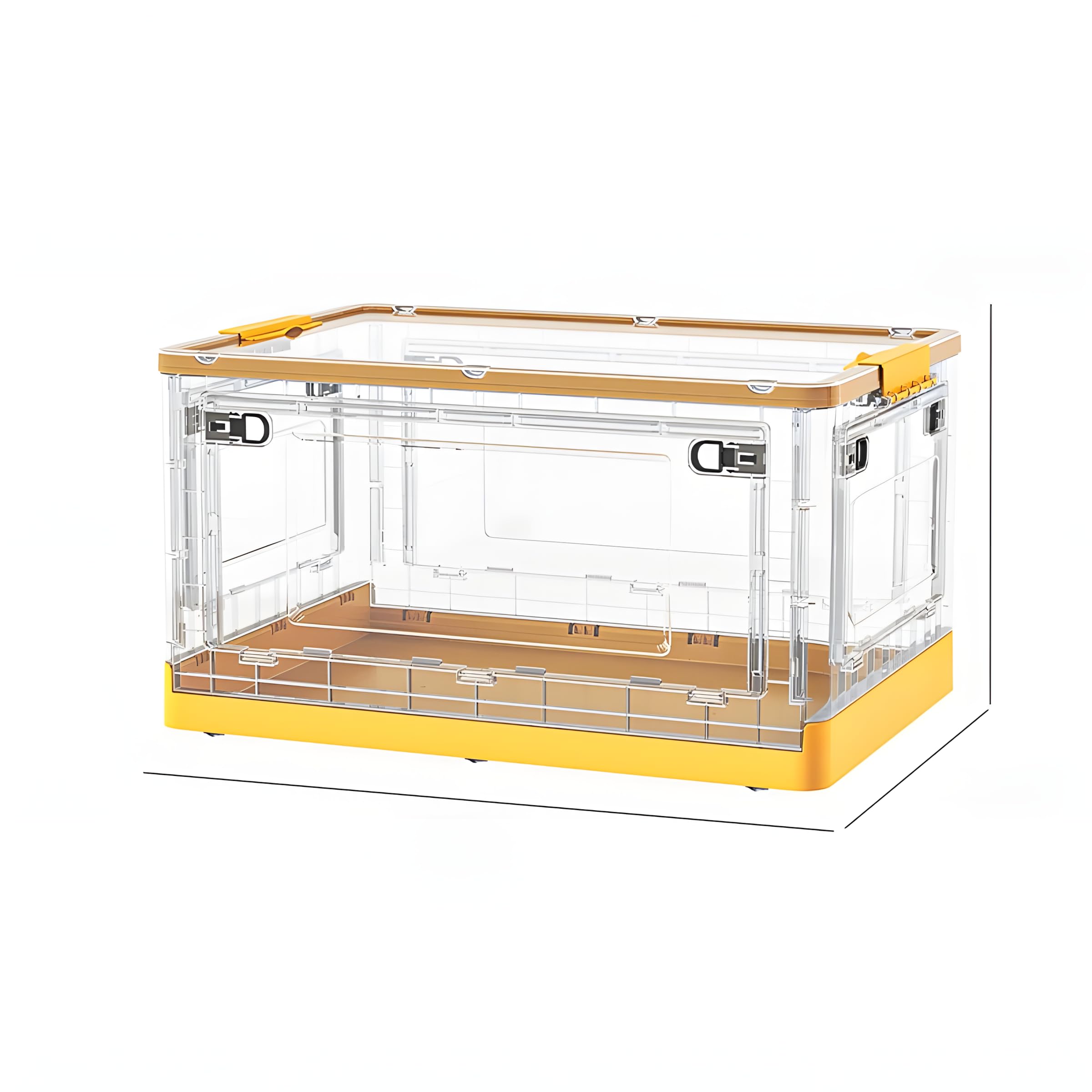 Drimzate Stackable Folding Plastic Storage Organizer Box With Wheels And Lids For Toy,Shoe,Clothes(Yellow