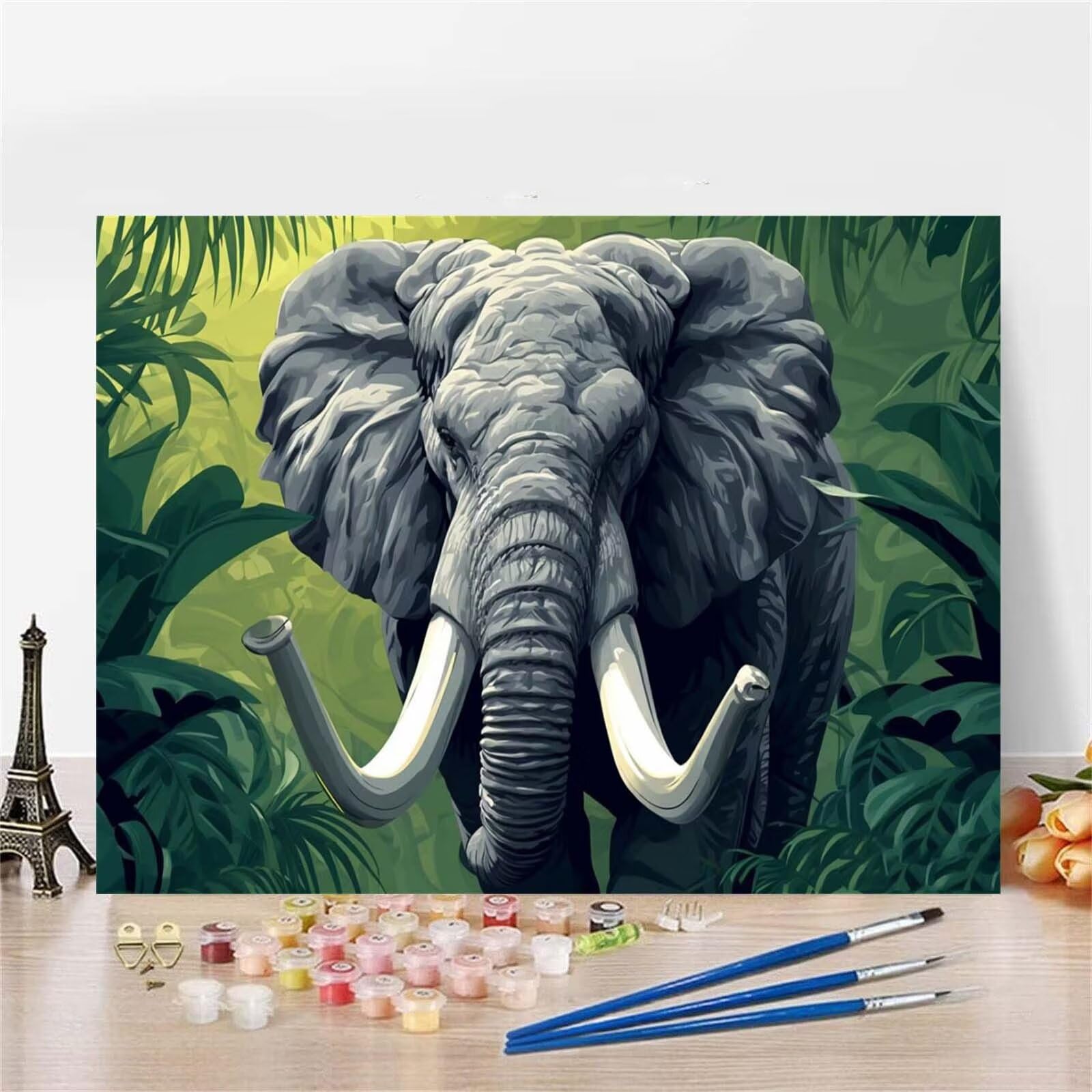 Amazon.co.jp: 数字油絵 象 Paint by Numbers 動物、ペイント バイ