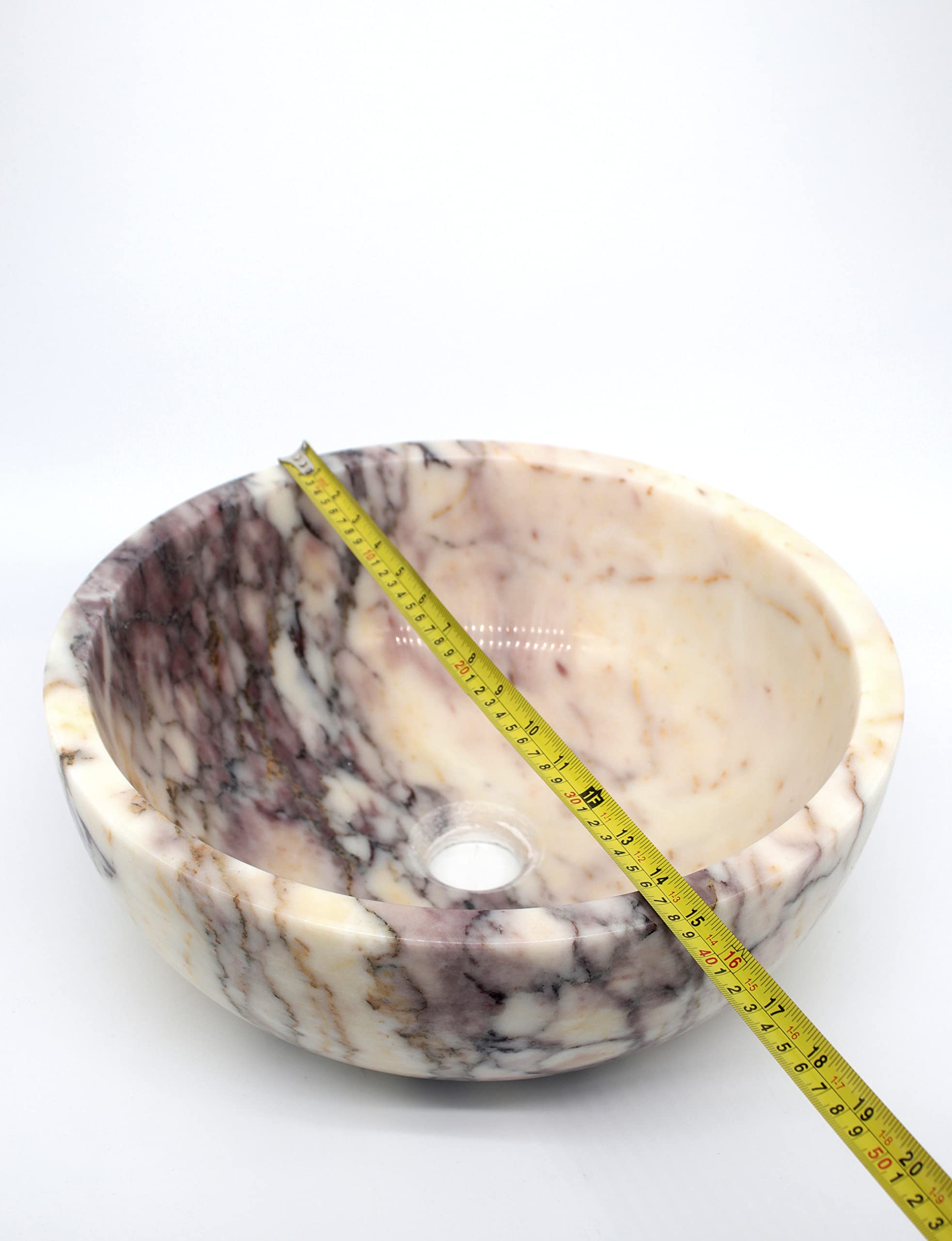 Fregadero de mármol lila, lavabo hecho a mano, cuenco de mármol, fregadero redondo hecho a mano, lavabo de baño, lavabo de guardarropa, recipiente redondo, fregadero de piedra natural