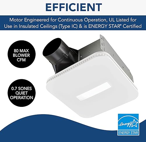 Miniatura 9 de Broan-NuTone AER110CCTK CleanCover Bañera 110 CFM 10 Sone con luz LED CCT seleccionable ventilador Energy STARBath blanco