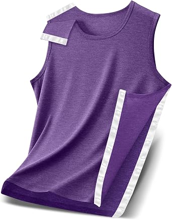 Unisex Shoulder Surgery Shirts, Shoulder Snap-Access Tank Tops, Arm Broken,Snap Open Sleeveless Shirt