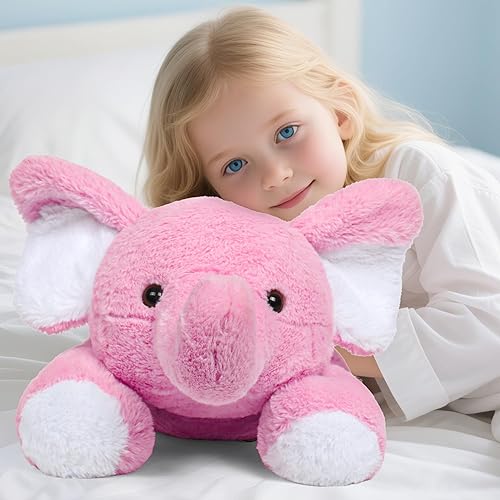 Vista 3 de 5lbs 24 in Elephant Weighted Stuffed Animals, Weighted Stuffed Animal,Plushies Gifts for Kids and Adults(Pink)