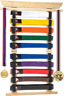 SUMNACON 10 Gürtel Bambus-Kampfsportgürtelhalter, Karate Taekwondo Gürtel Organizer Wand-Kampfsportgürtel-Displayständer Gürtelmedaillenhalter für Kampfsport Karate Taekwondo Lernende (keine Gürtel)