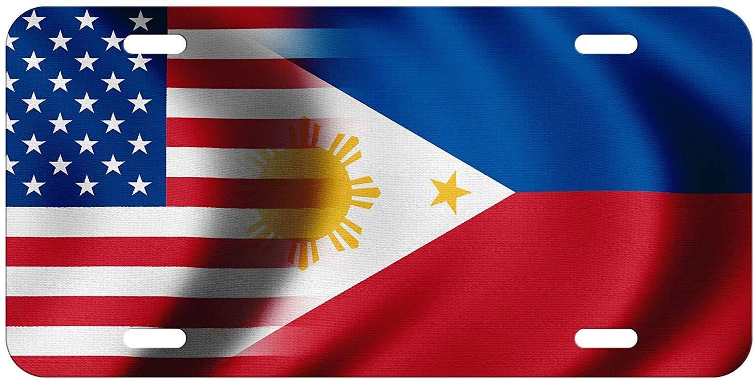 Flag of Philippines (Filipino, Pinoy) - Bricks Personalized Aluminum Metal License Plate Frame Cover Country Flag Auto Truck Car Front Tag 12 x 6 Inch