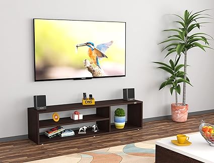 DAS Bastian Engineered Wood Free Standing TV Unit Stand Flowery Wenge Finish- Ideal for Up to 55
