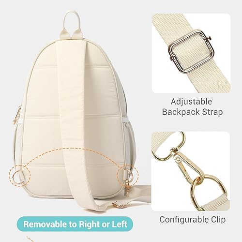 Vista 4 de Bolsa de pickleball para mujer, acolchada y elegante, correa de hombro ajustable, 2 compartimentos de almacenamiento para remos, bolas, zapatos