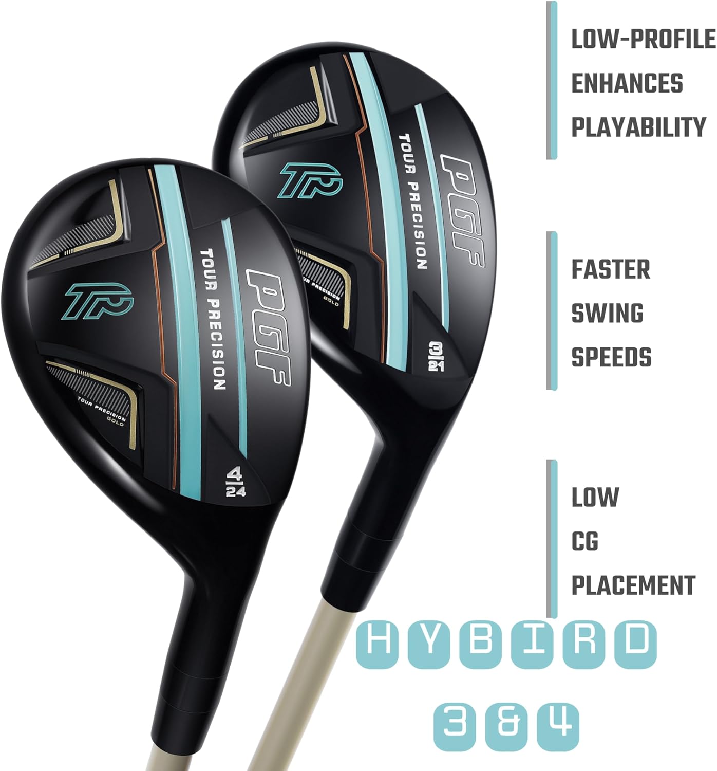 PGF Golf Gold TP Complete Golf Club Package Set for Men & Women [17-Pieces] [Flex: Regular]